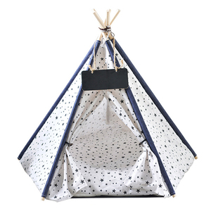 Tente <span class=keywords><strong>Tipi</strong></span> pour Animaux de Compagnie en Gros, Motif Rayé, Amovible et Lavable, Tente pour Chats/Chiens avec Coussin - Product Image 3