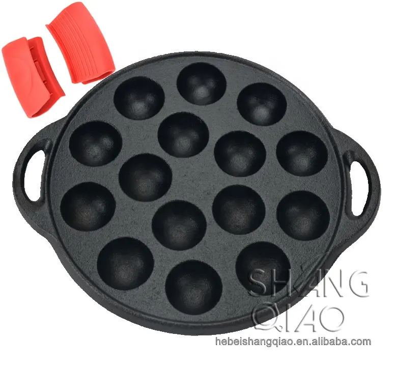 Poffertjesパンケーキパン、平底ダッチミニパンケーキメーカー鋳鉄ケーキツールモールドブラウンボックスまたはカラーボックス許容可能なブラック