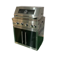 Barbecue à gaz 4 brûleurs avec brûleur latéral, en acier inoxydable thermolaqué, brûleur arrière infrarouge, dispositif de sécurité flamme, commande par bouton facile.