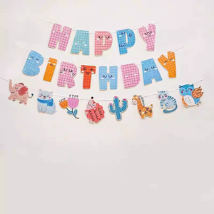 פסטל מקרוני חדש יום הולדת שמח באנר ילדים ציוד למסיבת יום הולדת וקישוטים - Product Image 4