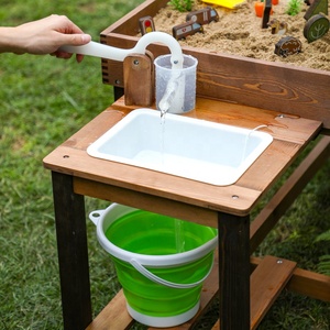 Table d'activités sensorielles d'extérieur pour enfants, <span class=keywords><strong>bac</strong></span> <span class=keywords><strong>à</strong></span> <span class=keywords><strong>sable</strong></span> en bois avec jeux de simulation, jouets et rangement, centre de jeux de <span class=keywords><strong>sable</strong></span> et d'eau pour tout-petits - Product Image 5
