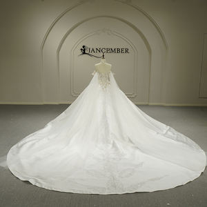 GT26015 Vestido de Novia Moderno de Satén Suave con Falda Abullonada, Elegante y Sencillo, con Cola Capilla, Estilo Princesa, Largo hasta el Suelo - Product Image 6