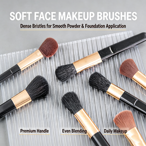 Brocha Aplicadora de Maquillaje Compacta con Fibras Sintéticas Densas para Mezclar Polvos y Acabado Facial Preciso - Product Image 3