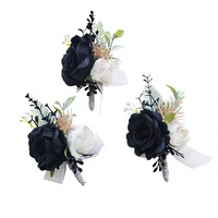 Boutonniere dan Corsage Pergelangan Tangan Bunga Mawar Sutra Buatan untuk Acara Pernikahan Buatan Tangan Lintas Negara, Gaya Eropa, Nomor Model