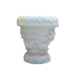 Vendita calda in marmo bianco scultura di arte vaso di fiori per giardino all'aperto dell'hotel Street decorazione del paesaggio Design di qualità pietra giardino - Product Image 6