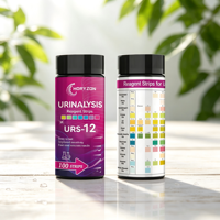 HORYZON URS-12 Bandelettes urinaires 12-en-1 Réactif d'analyse d'urine pour leucocytes, nitrites, urobilinogène, protéines, pH – 100 bandelettes/flacon en plastique