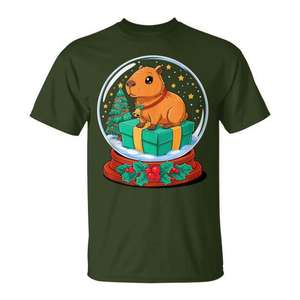 Christmas <b>Snow</b> <b>Globe</b> Capybara T-Shirt X-Mas Gift Design Holiday Wear - Product Image 1