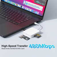 Lector de tarjetas Micro SD para teléfono 16, adaptador de tarjeta de cámara USBC de alta velocidad a SD/TF lector de tarjetas de memoria con SD/MS/M2/XD