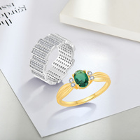 Nouveau Design vert Zircon bague 14K plaqué or promesse de fiançailles 925 bague en argent femmes bijoux vêtements quotidiens cadeaux pierre de naissance