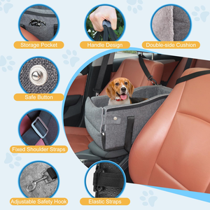 Siège auto portable de luxe pour animaux de compagnie en tissu Oxford imperméable avec lit de sécurité et commande centrale pour chiens - Product Image 3