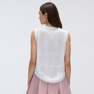 Débardeur de yoga <span class=keywords><strong>sans</strong></span> manches à séchage rapide pour <span class=keywords><strong>femme</strong></span>, en fil slub léger, coupe ample, idéal pour la course et le fitness, vente en gros - Product Image 6