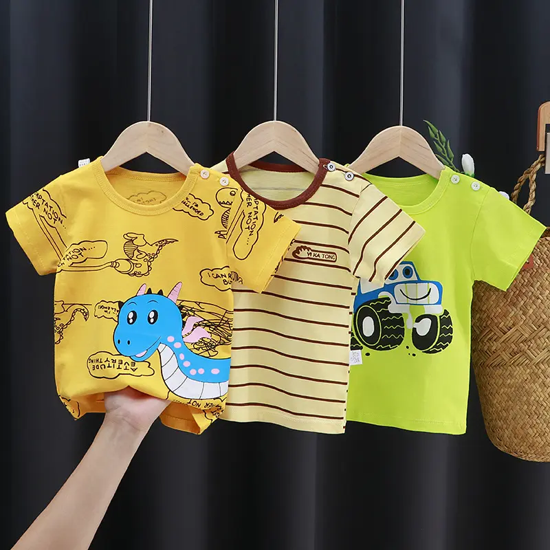 Camiseta de algodão infantil, camiseta de manga curta para crianças roupas de verão camisetas para meninos e meninas de 100% algodão