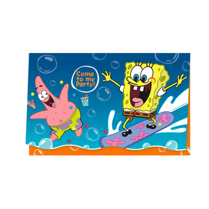 Invitations de fête Bob l'éponge, 6 pièces, 2 par sac, cartes de vœux - Product Image 2