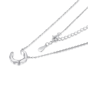 Original Manufacturer 925 Sterling Silver Rhodium Plated <b>Moon</b> <b>Necklace</b> Pendant Clavicle Chain Women Trendy Wedding Party Jewelry - Product Image 2