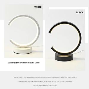 Lampe de table circulaire simple, moderne et élégante, lampe de chevet, lampe de bureau, lampe de chambre à coucher, lumière de nuit décorative à intensité variable - Product Image 5