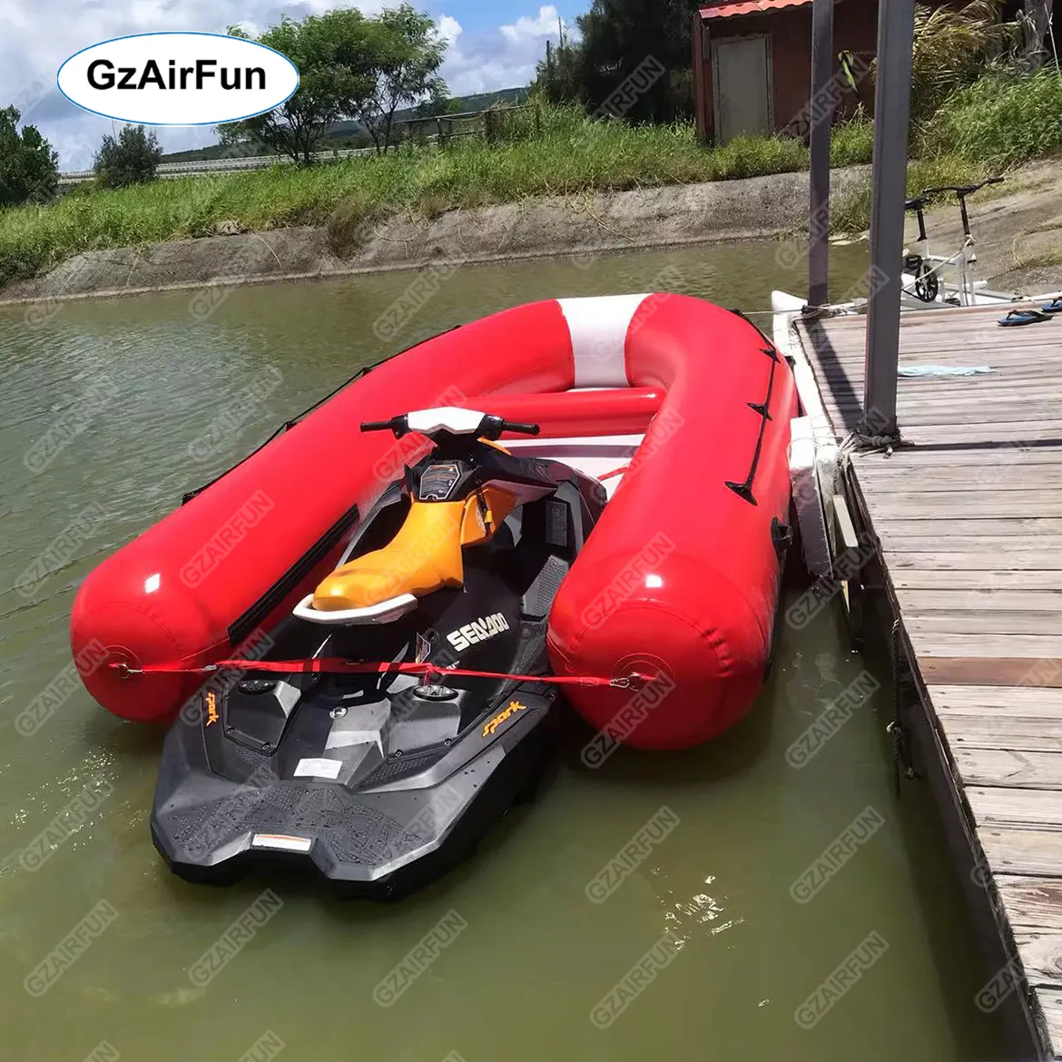 Nouveau design de bateau jetski, jet ski motorisé gonflable, mélange un jet ski avec un bateau gonflable pour les voyages sur l'eau