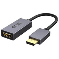Adaptador DP a HDTV 4K UHD 30Hz, Convertidor Estándar DP / Mini DP Macho a Hembra de Aleación de Aluminio para Laptop, PC, TV, Monitor, Proyector