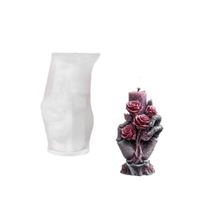 Halloween Skull Hand Candle Mold Silicone DIY Art Candle Making Kit Customizable Shape Transparent White Liquid Silicone - Product Image 5