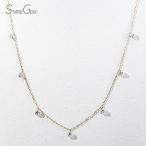 Starsgem Collier flottant en or 10K, diamant de laboratoire taille brillant 1,56 ct 3,9 mm, percé au laser, pureté 41,7%, couleur D blanc, 1g - Product Image 4