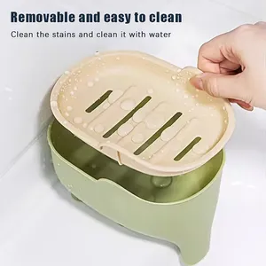 Boîte à Savon NOUVELLE Double Couche Moderne en Plastique Écologique Créative Mignonne en Forme d'Éléphant Étanche avec Égouttoir Accessoires de Cuisine et Salle de Bain - Product Image 5