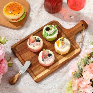 Wooden Serving Tray With Handle Rectangular Plate For Dessert And Breakfast Tableware Western Style Food Presentation - Product Image 1