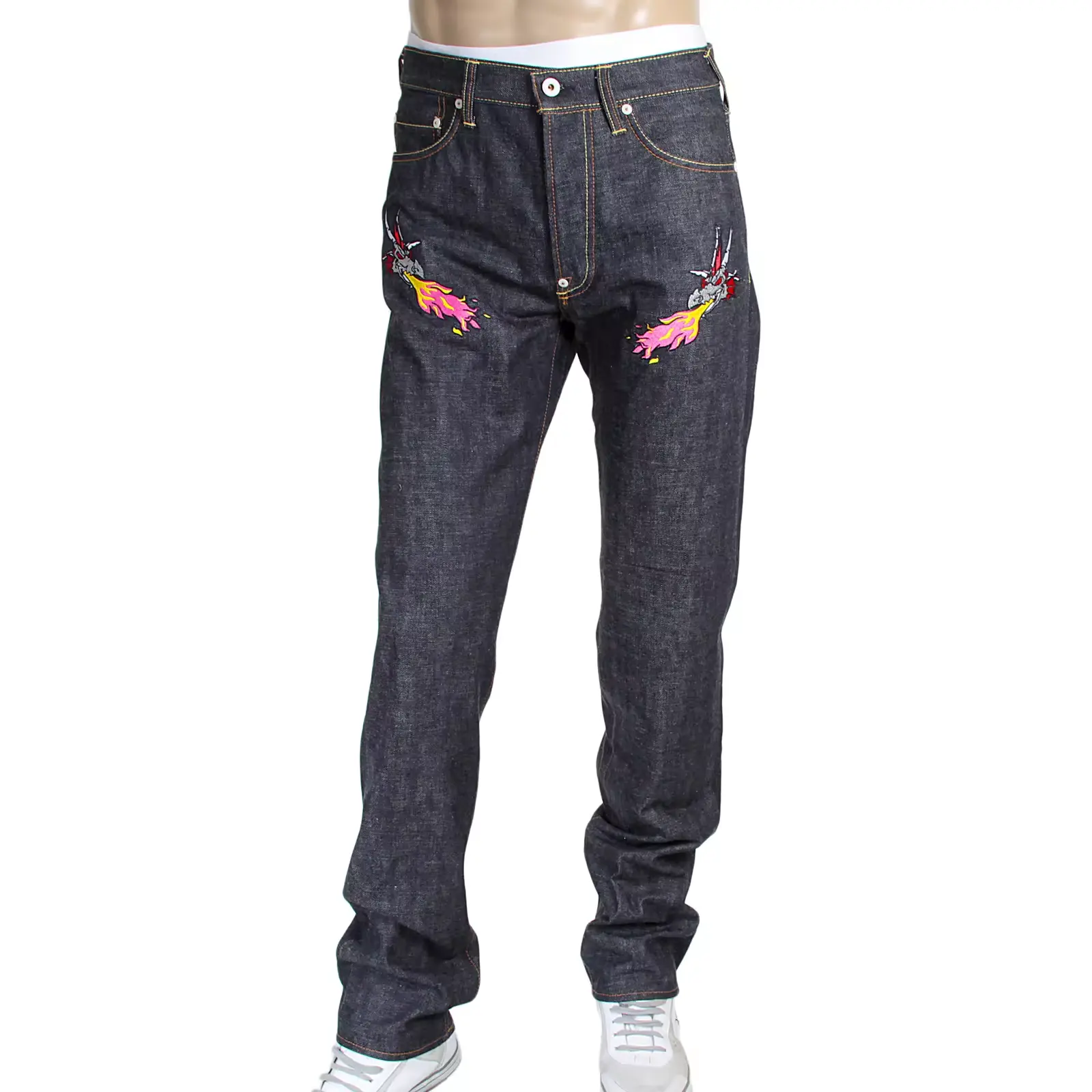 2024 New Custom high quality embroidery indigo men's straight leg Japanese Red edged denim jeans