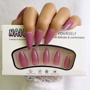<span class=keywords><strong>Uñas</strong></span> Postizas Finas Tipo Stiletto con Gel, Color <span class=keywords><strong>Rosa</strong></span> Coral Brillante, Estilo Sonrisa, para Decoración <span class=keywords><strong>de</strong></span> <span class=keywords><strong>Uñas</strong></span> - Product Image 4