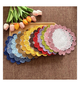 Posavasos Redondo <span class=keywords><strong>de</strong></span> Encaje <span class=keywords><strong>de</strong></span> Algodón Hecho a Mano en Dos Tonos, Mantel Individual <span class=keywords><strong>de</strong></span> Encaje, Salvamanteles <span class=keywords><strong>de</strong></span> Ganchillo, Portavasos - Product Image 6