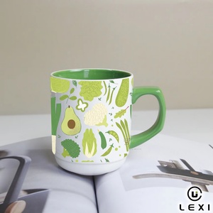 Taza de Café de Cerámica <span class=keywords><strong>con</strong></span> Diseño Floral de Peonía, Asa Verde, Interior de Porcelana Blanca, Ilustración Botánica, <span class=keywords><strong>con</strong></span> Caja de Regalo LEXI - Product Image 2