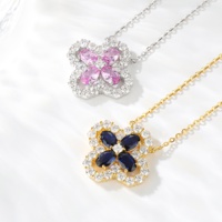 DEYIN produits personnalisés en gros 925 argent 2.75ct coupe ronde laboratoire cultivé quatre feuilles clou de girofle pendentif collier bijoux fins femmes