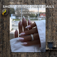 Faux ongles classiques français électroplaqués à bord blanc, fabriqués en série, haut de gamme et prêts à poser