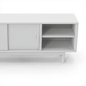 Modern White Solid Wood Adjustable Height <b>Sideboard</b> for Farmhouse Home Bar and Living Room <b>Storage</b> - Product Image 1
