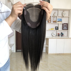 พร้อมส่งท็อปเปอร์ผมแท้สีดำธรรมชาติขนาด 6"x6.5" สำหรับผู้หญิง แบบคลิปติด ฐานไหม ท็อปเปอร์ผมแท้สำหรับผู้หญิง - Product Image 1