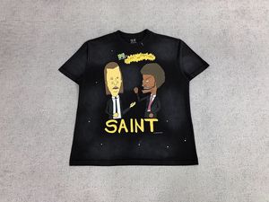 Men's Saint Style <strong>T</strong>-<strong>shirt</strong> Start The Rapture Print <strong>Pulp</strong> <strong>Fiction</strong> Cartoon Parody Distressed Washed Black Streetwear Tee - Product Image 1