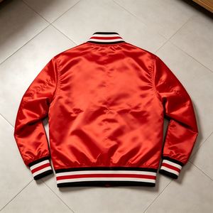 Custom Men's <strong>Red</strong> Nylon Bomber <strong>Jacket</strong> Oversized Satin Streetwear Embroidered Letter <strong>Jacket</strong> Windproof Men's Satin Bomber <strong>Jacket</strong> - Product Image 2