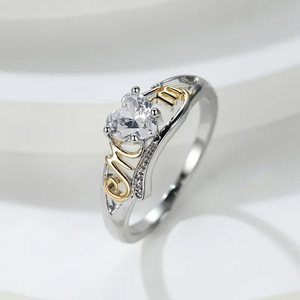 Amor por el Día de la madre Corazón Zircon Anillos Siled Nuevo Fasver Plathion MOM Anillos Regalo de cumpleaños Señora Anillos JewelryGJZ0106 - Product Image 2