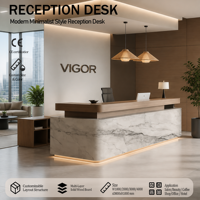 Bureau d'accueil moderne et minimaliste en bois foncé, personnalisable pour magasin de vêtements, bureau, hôtel, bar, centre de remise en forme, boutique de détail