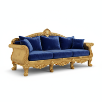 Canapé 3 places en velours doré de style français luxueux |   Fauteuil sur mesure sculpté à la main pour hall d'hôtel et villa |   Sièges commerciaux OEM