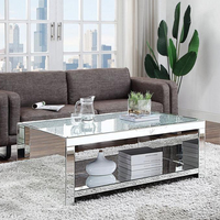 Nouveaux ensembles de meubles de salon, table d'appoint en miroir argenté avec dessus en diamant écrasé, table basse