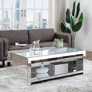 Nueva sala de muebles conjuntos aplastado de diamantes de Plata Superior mesa auxiliar con espejo de mesa de café
