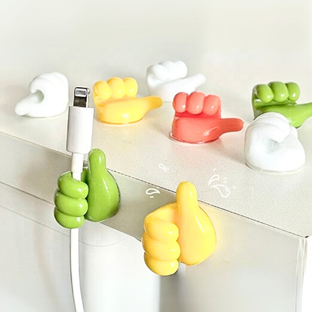 Wholesale Adhesive Cable Clip Cute Thumb Hooks Data Line Wire Storage Holder Organizer Wall Hooks Hanger