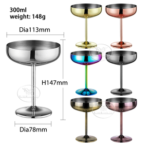 Verre à martini incassable personnalisé de 15 oz, avec pied, pour restaurants, mariages, fêtes, en acier inoxydable 304, verre à cocktail margarita, gobelet à vin - Product Image 2