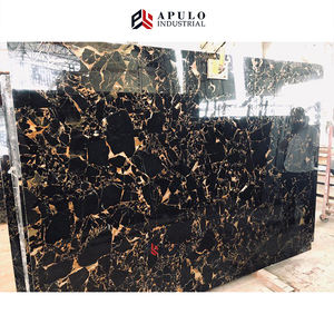 백색 노란 정맥을 가진 자연적인 돌 까만과 금 정맥 꽃 포르토 까만 대리석 벽 미켈란젤로 익지않는 까만 금 대리석 석판 - Product Image 5