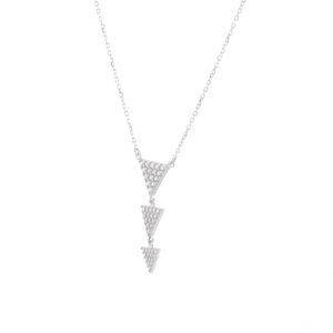 Bijoux en argent Sterling 925, collier Lariat, chaîne, Triangle, zircon cubique, collier pour femmes, ensemble de bijoux de mariage - Product Image 4