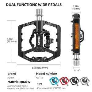 Pedales de Bicicleta MZYRH MZ-F150 con Autobloqueo, 3 Rodamientos, Anchos, Ultraligeros, Antideslizantes, CNC <span class=keywords><strong>MTB</strong></span>, de Aleación de Aluminio - Product Image 2