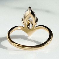 Bague de fiançailles en or massif 10K/14K/18K avec diamant de laboratoire taille marquise en forme de V de 1 carat, certifié IGI, couleur DEF, CVD/HPHT