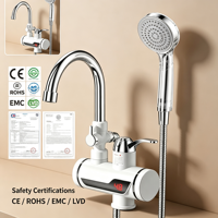 Robinet intelligent électrique vertical en acier inoxydable à chauffage instantané avec affichage LED, poignée latérale, commande manuelle, 110V, pour camping-car et usage domestique, IPX4