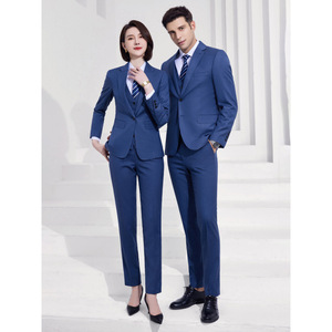 Unisex Professional Suit Haze Blue Workwear For Office Business Formal Wear Spring Autumn - Product Image 4