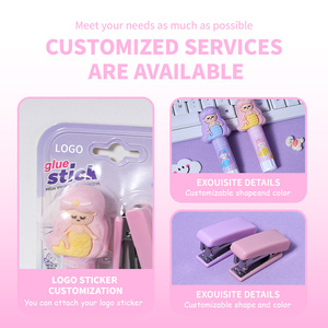 Set de Papelería de Sirena Adorable, 3 Piezas, Mini Engrapadora y Barra de Pegamento Sólido, Artículos Escolares Kawaii, Regalo para Niñas - Product Image 3