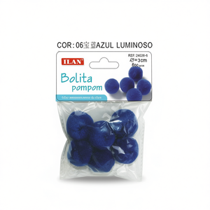 Pompon Ilan Bolita 3.0 Cm Blu Reale Lucido per Decorazioni Artigianali - Product Image 2